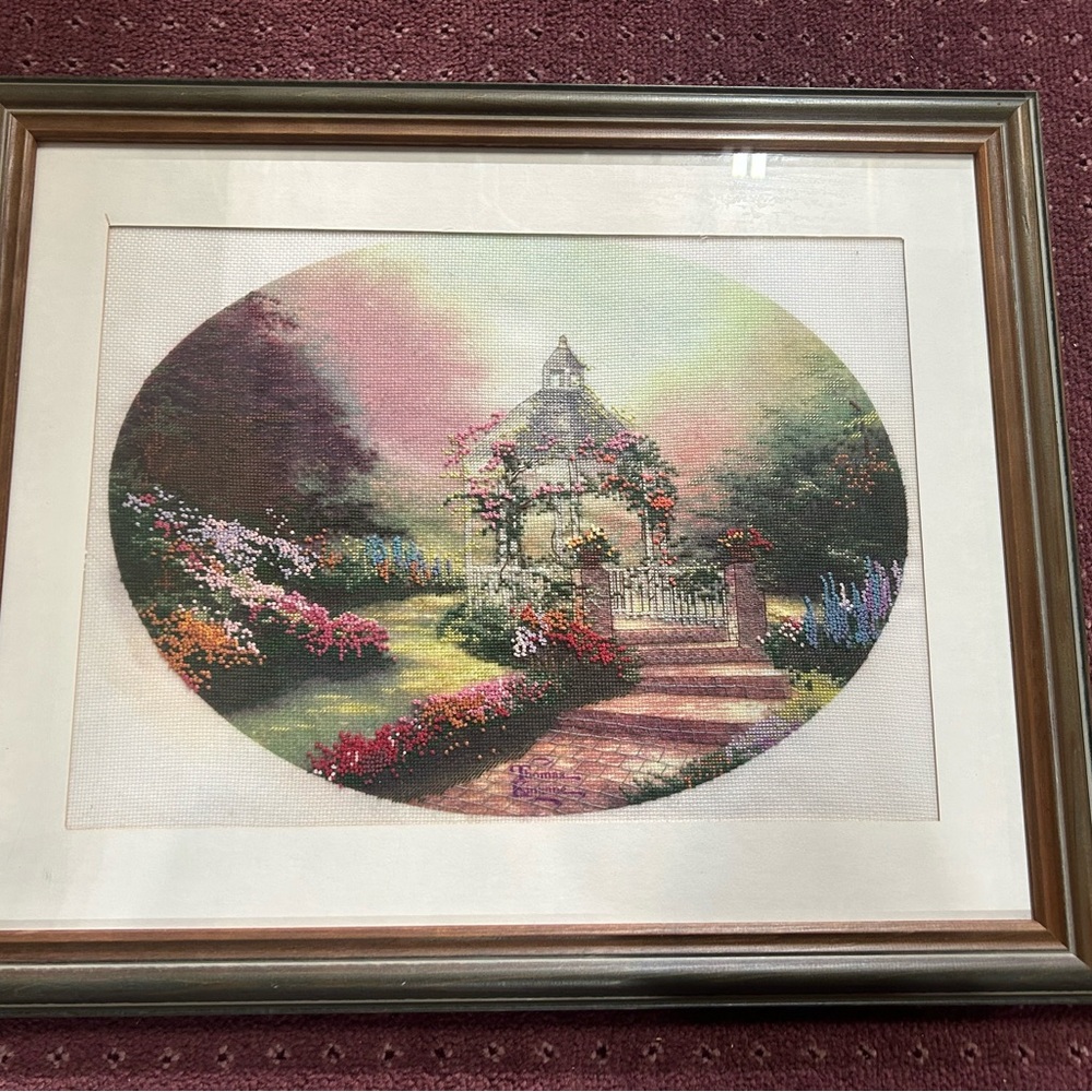 Framed cross stitch gazebo